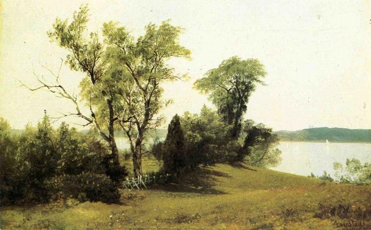 Albert Bierstadt Oil Painting Sailing on the Hudson - Click Image to Close